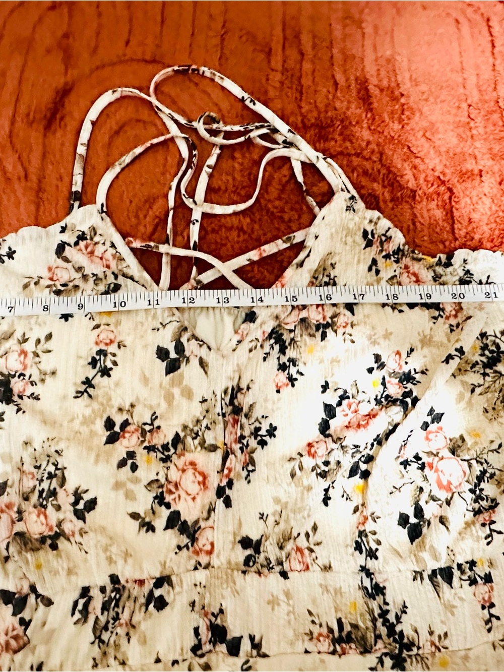 Torrid midi length dress with drape neckline. Light spring floral. - Picture 5 of 8